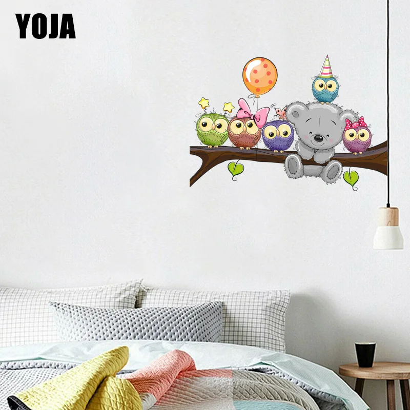 

YOJA 50,6 × 35 см, футболка с рисунком Совы и медведя на ветке стильная футболка с изображением персонажей видеоигр Спальня Декор для дома комнат...