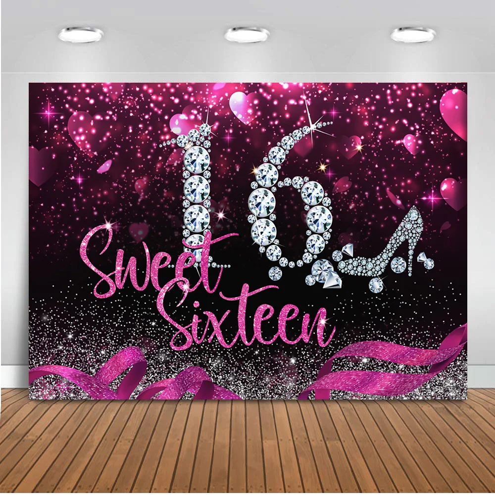 Фон для фотосъемки 16 го дня рождения милый фон на высоком каблуке со стразами и