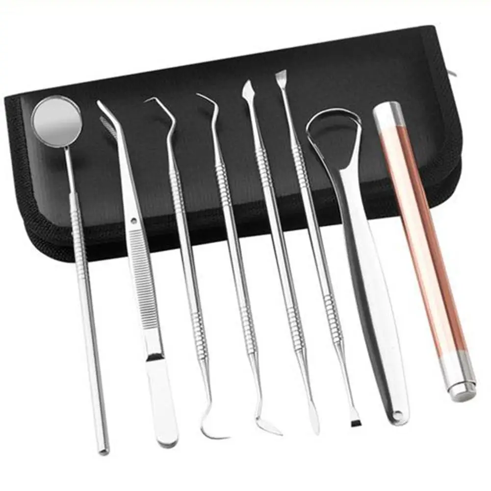 

BellyLady 8 Pcs/Set Stainless Steel Dentist Instruments Kit Lab Equipment Tools Dentist Care Cleaning Tool Parts