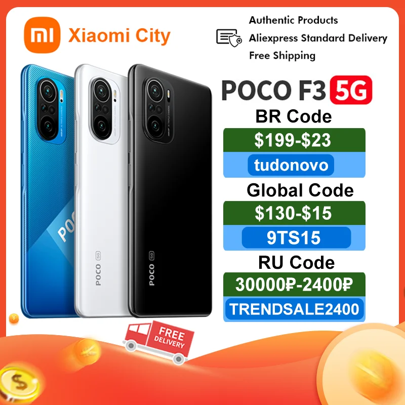 Global Version POCO F3 NFC 5G 6GB 128GB8GB 256GB Smartphone Snapdragon 870 Octa core AMOLED Display 33W Fast Charge Cellphone