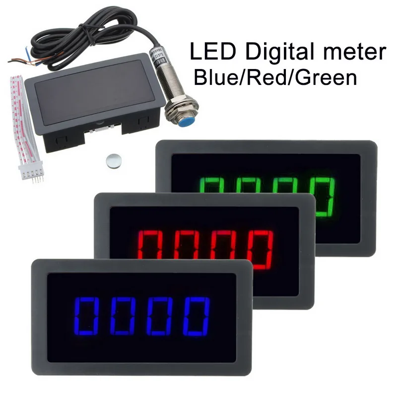 Цифровой тахометр светодиодный Тахометр с датчиками приближения DC 8-24 В 10-9999
