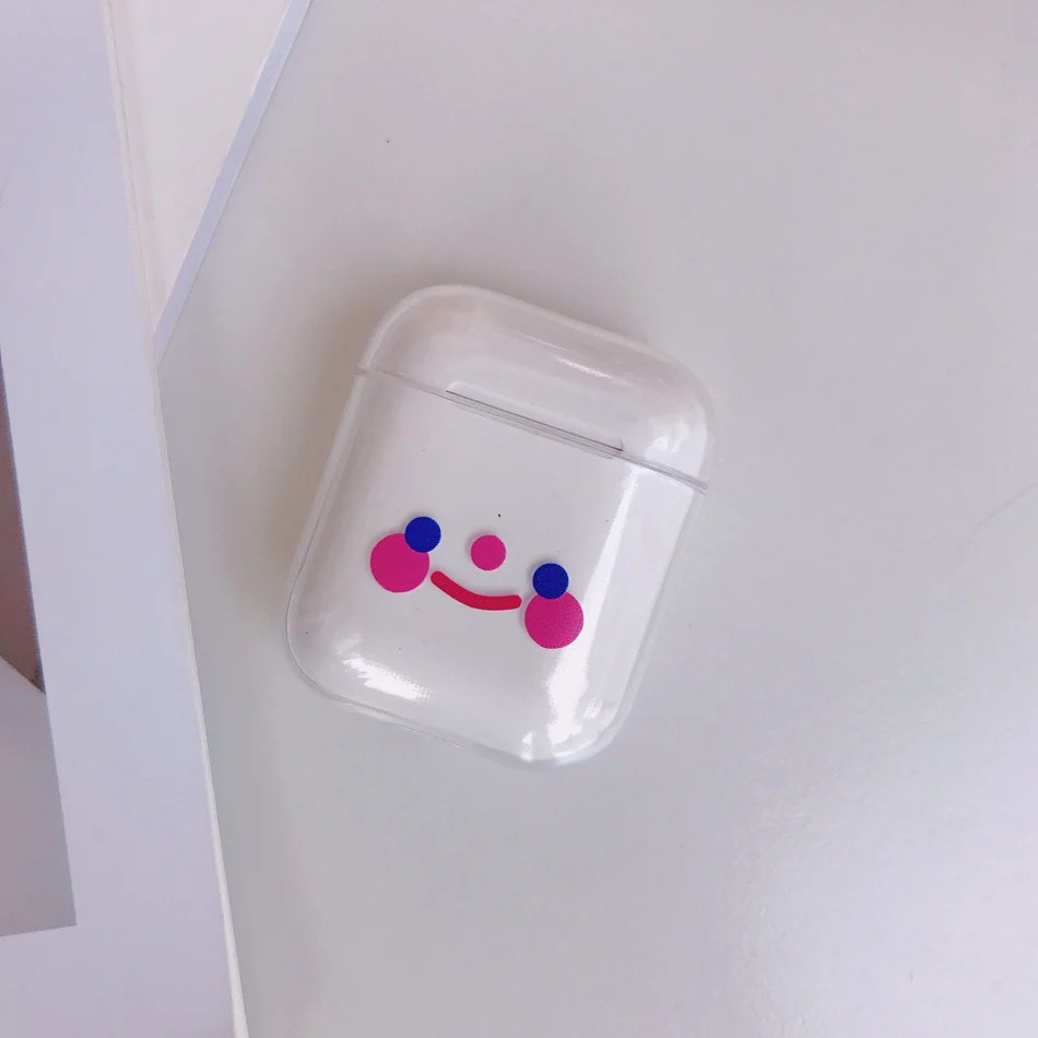 A2 Чехол для AirPods с милым мультяшным принтом Kawaii Smile, чехол для наушников Airpods 2/i10/i11TWS, Защитная крышка с подвесным кольцом, брелок из Китая - Цвет: A2