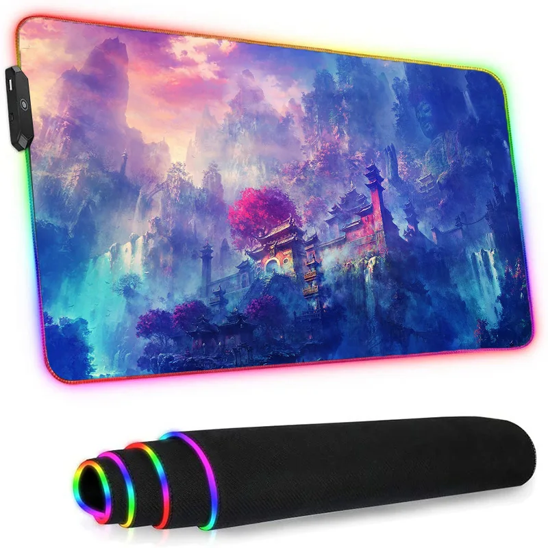 

Mouse Pad Rgb Anime Rug Laptops Gaming Accessories Pc Gamer CuteGenshin Impact Keyboard Wrist Rest Stitch Valorant Desks Rubber