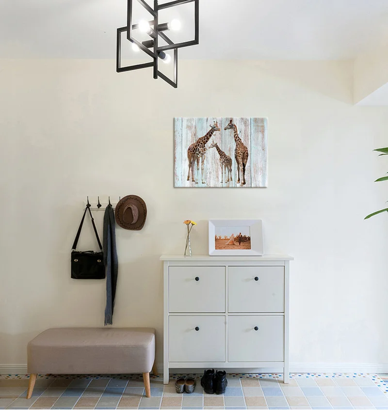 Жираф Семья плакат Wall Art Печать холст Картина 1 штук Африка домашние украшения с