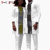 new african couples clothes women suits matching men outfits patchwork print top and pant sets bazin riche couples wear y21c035