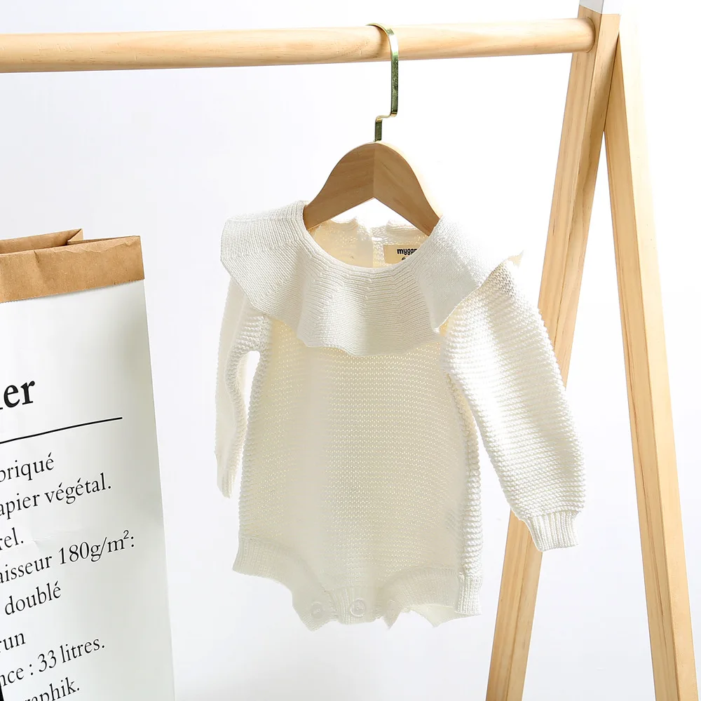 Весенне-осенние вязаные комбинезоны для новорожденных девочек и мальчиков с