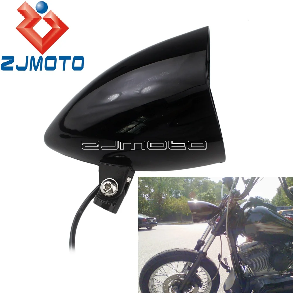 Мотоцикл черный 5 75 &quotкозырек пуля фары Янтарный светильник головной для Harley