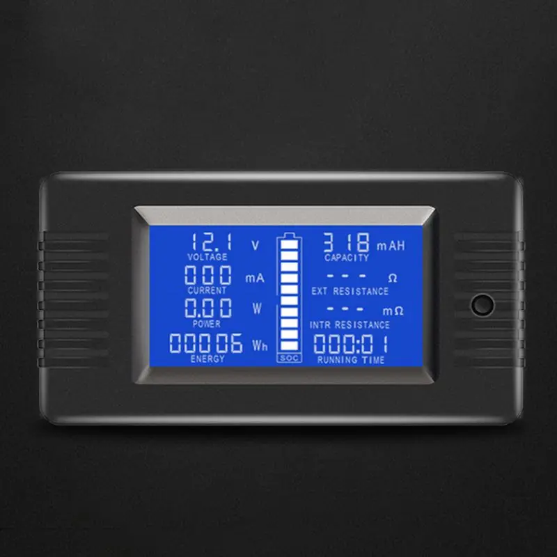 

DC Multimeter 0-200V 0-10A Battery Tester Voltmeter Ammeter Power Voltage Current Impedance Capacity Energy Time Meter Monitor