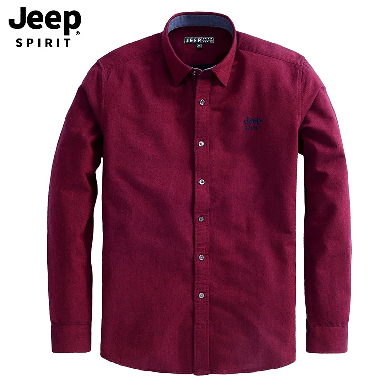 JEEP SPIRIT, новая брендовая мужская рубашка, повседневные рубашки, рубашки с длинным рукавом, одноцветная хлопковая Осенняя рубашка для мужчин, camisa masculina размера плюс M-4XL