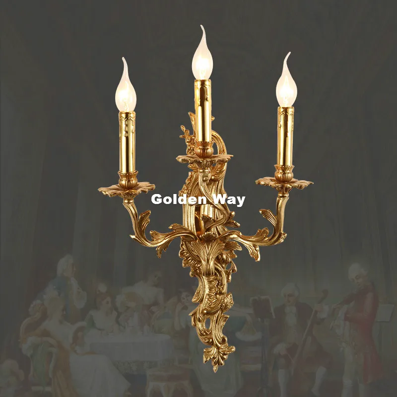 Европейский Хрустальный Настенный бра W35cm H70cm 3 руки Хрустальная стена роскошный креативный Бронзовый комнатный светильник для прихожей спальни прикроватная лампа