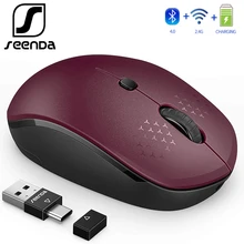 SeenDa Rechargeable Mouse Bluetooth-compita+2.4G USB+Type-c Mouse for Macbook Laptop Tablet Silent Ergonomic Mice Wireless Mause