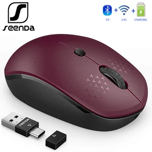 seenda rechargeable mouse bluetooth compita2 4g usbtype c mouse for macbook laptop tablet silent ergonomic mice wireless mause free global shipping