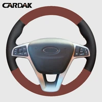 cardak diy hand stitched orange artificial leather gray car steering wheel cover for lada vesta xray 2015 2016 2017 2018