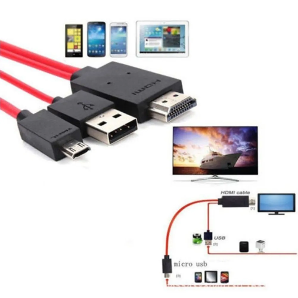 Адаптер 1080P HDTV кабель HDMI штекер USB 2 0 и гнездо HD видео конвертер код для iPhone