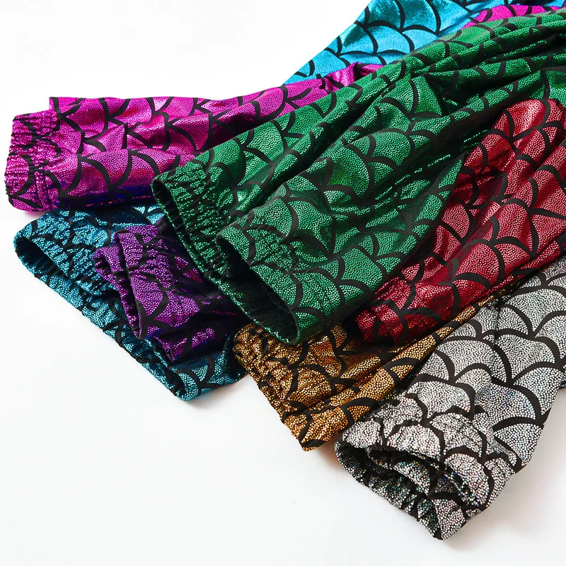 Леггинсы для девочек леггинсы русалка штаны Дети Цвет блестящие весы узкие детей