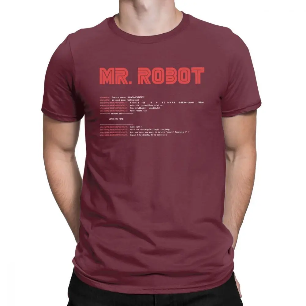 Burgundy One yona Cool Mr Robot футболка программист футболки разработчик футболки с кодом для мужчин вырез лодочкой хлопок короткий рукав - Цвет: Burgundy