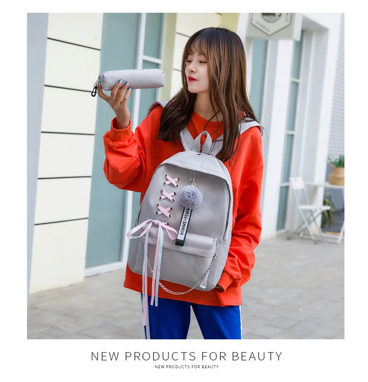 Комплект из 4 предметов мода рюкзак Для женщин для отдыха Back Pack Япония дамы рюкзак Повседневное Для женщин девочек-подростков Классический Рюкзак Школьный Сумки