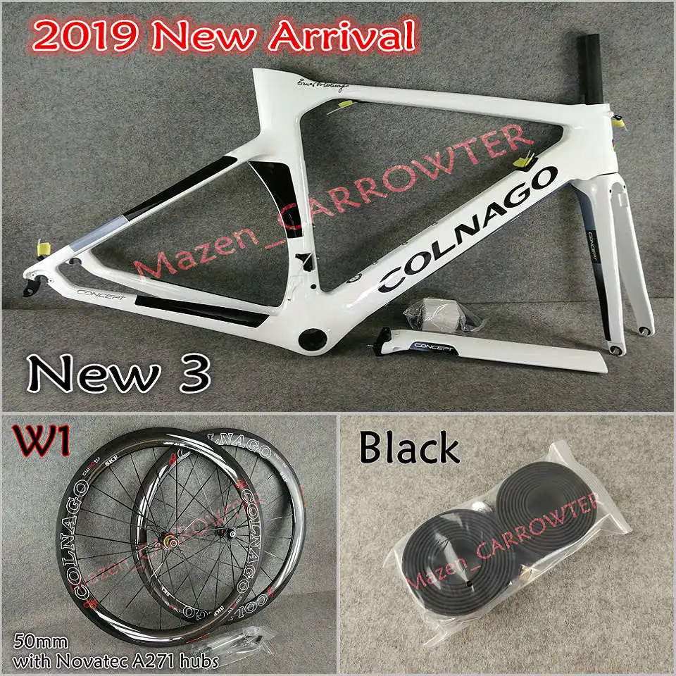 Package 1 NJWH Белый Черный Colnago концепция карбоновые шоссейные рамы руль седло бутылки клетки 50 мм карбоновые колеса A271 ступицы - Цвет: Package 1