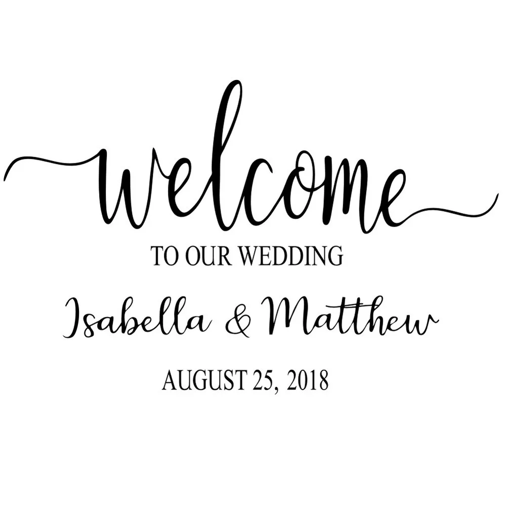 

Wedding Welcome Sign Wood Decals Name Sticker Rustic Wedding Decoration Vinyl Stickers for Board Personalised Decal Modern LW701