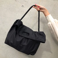 women shoulder bag 2022 nylon tote bags girl fashion large capacity shopper bag with magnetic buckle black twist handle handbags