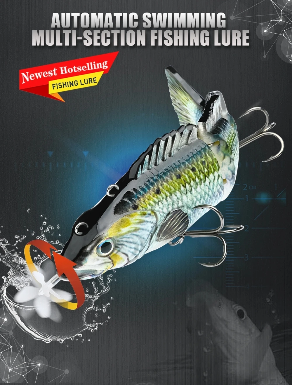 

Peche Pesca Isca artificial 10cm 57.4g 4 Segmented electric fishing lure hard plastic fishing tackle carp fishing bait gear