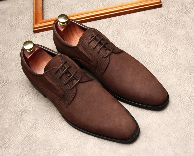 

Shoes For Men Suede Oxford Genuine Leather Casual Shoes Lace Up Fashion Formal Shoes Wedding Business Black Dress Shoes Men