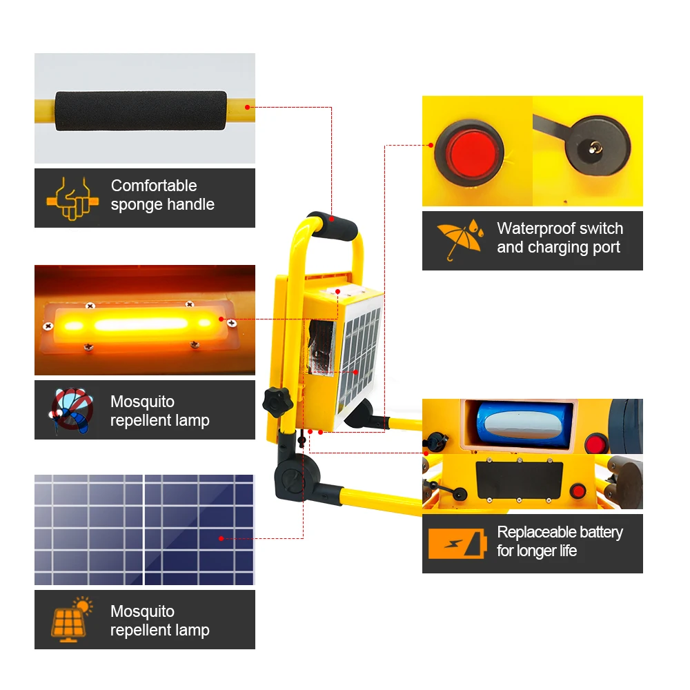 Перезаряжаемый светильник на солнечной энергии Портативный Светодиодный