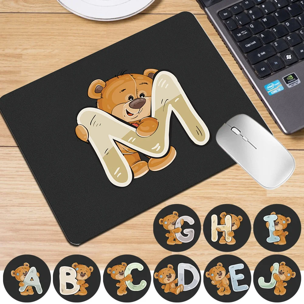 Computer Mousepad Waterproof Keyboard Mat Soft PU Leather Gaming Mouse Pad Bear Letter Series Smooth Mouse Mat for Office Home
