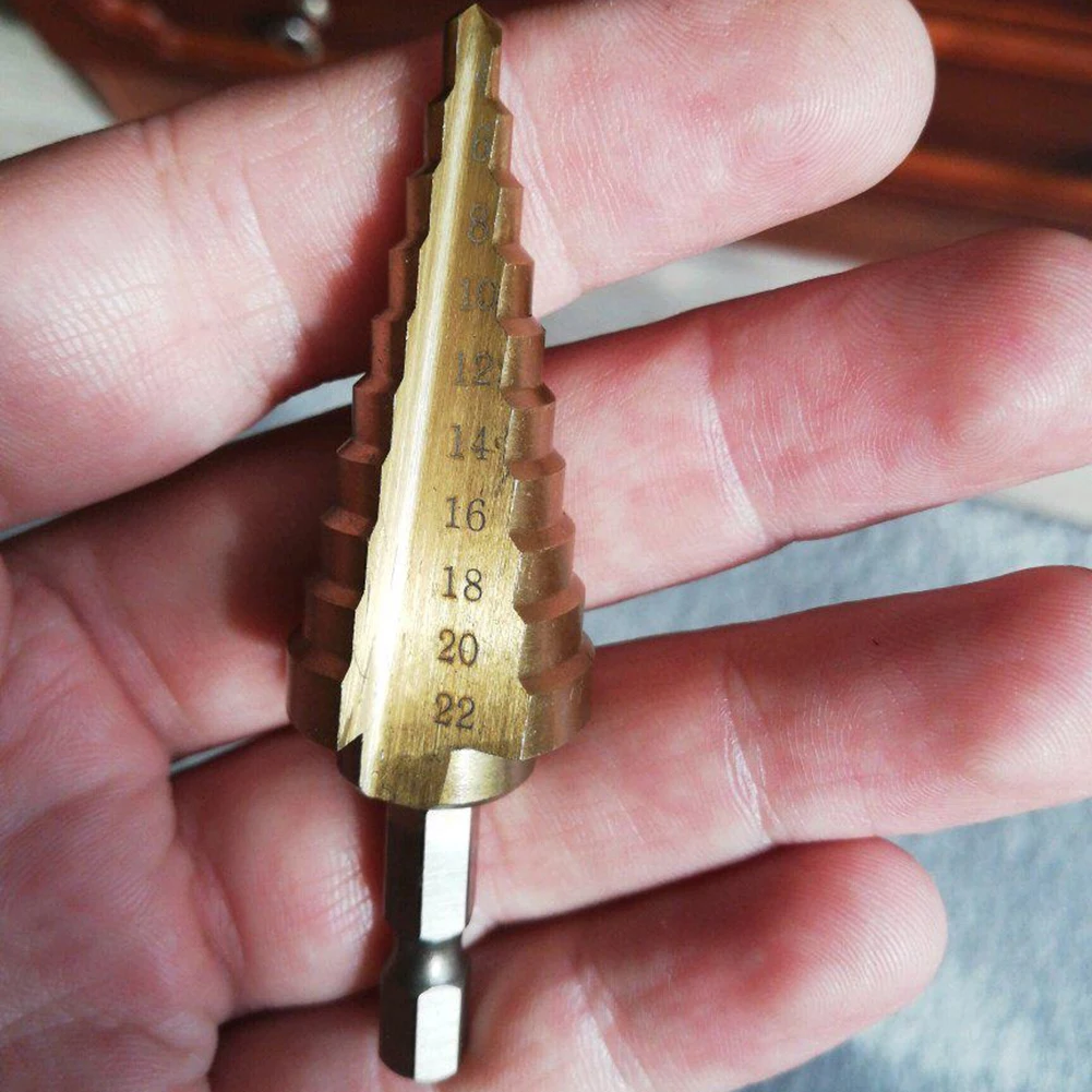 Шестигранное титановое покрытие HSS ступенчатое Коническое сверло резец