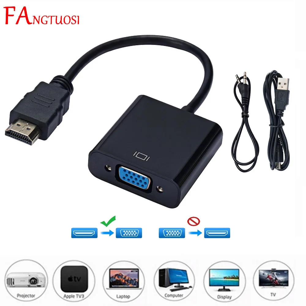 Переходник HDMI/VGA штекер-гнездо 1080P для ПК ТВ-приставки | Электроника