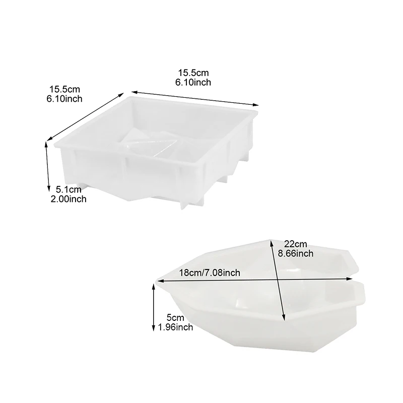 2pcs Silicone Cake Mold Baking Mould DIY Muffin Mousse Dessert Pastry Tools Heart Diamond Design Molds | Дом и сад