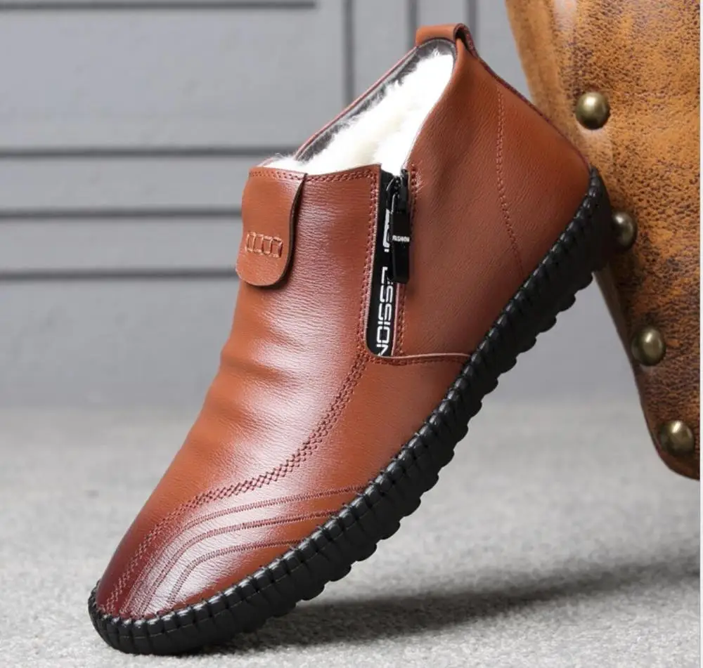 Мужские зимние ботинки челси из натуральной кожи сезон зима 2021 шерстяные