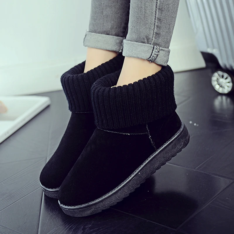 Зимние женские Сапоги Snow Bew из шерсти и хлопка на плоской подошве бархатные