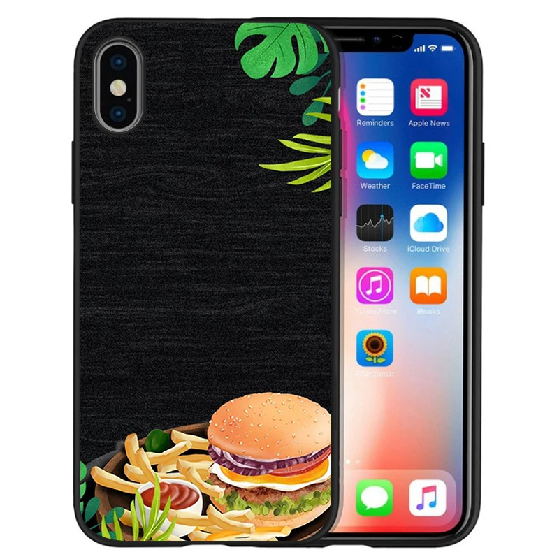 Черный силиконовый чехол с гамбургером для телефона iPhone 13 12 XR XS Max 5 5S SE 2020 6 6S PLUS 7 8 X