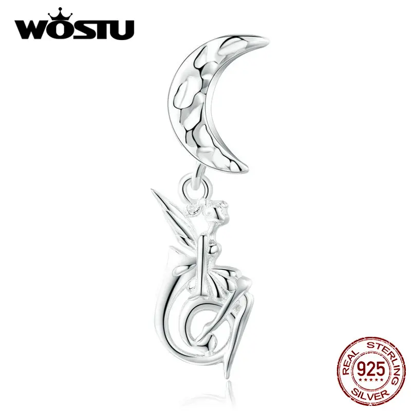 WOSTU подлинное серебро 925 пробы Луна эльф Фея амулеты подходят оригинальный