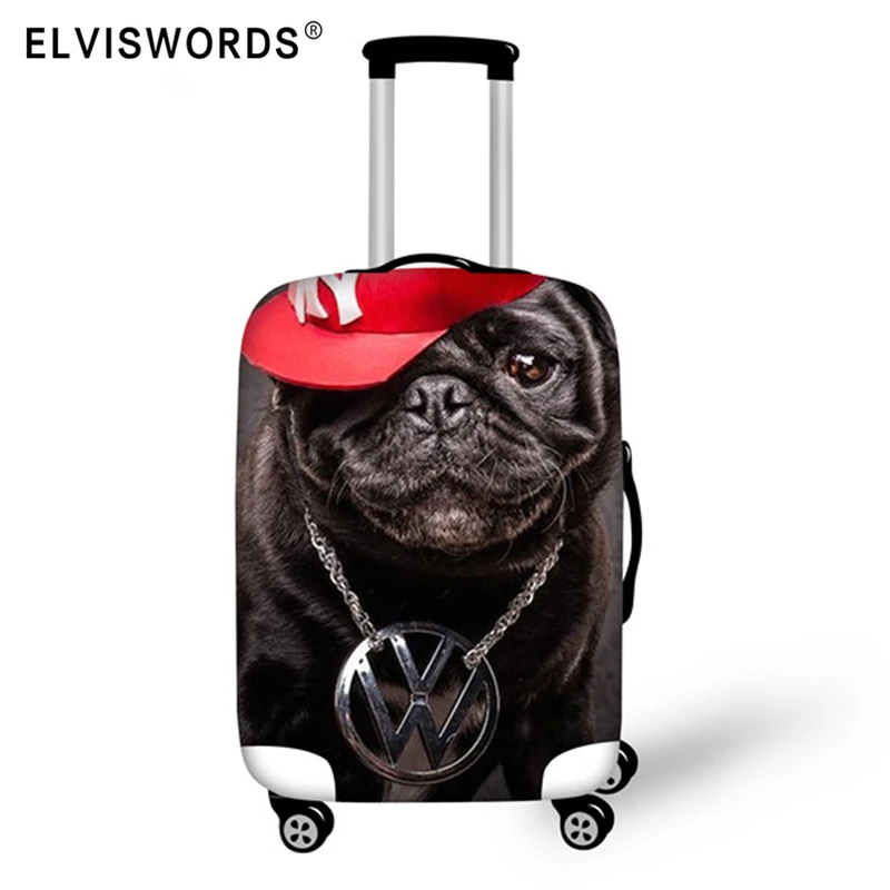 

ELVISWORDS 3D Pug Bulldog Print Elastic Trolley Case Covers For 18-30 Inch Travel Accessories Luggage Suitcase Protective Cover