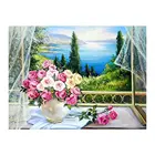 Круглый полный цветок окно пейзаж мозаика картина Алмазная вышивка украшение дома хобби подарок