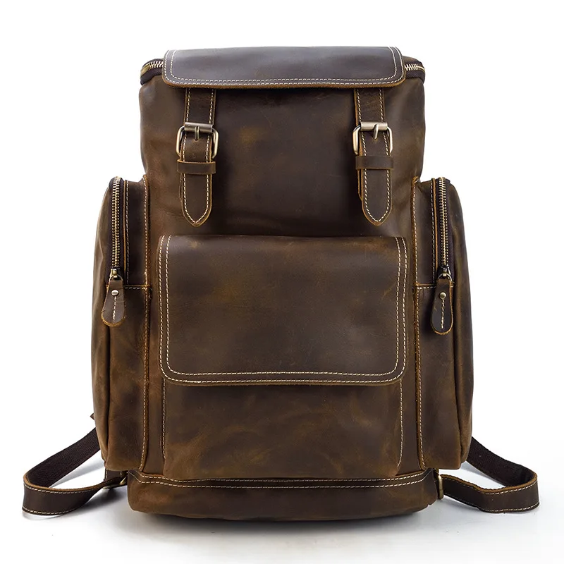 

Genuine Leather Casual Outdoor Men Large Backpack Travel Bags