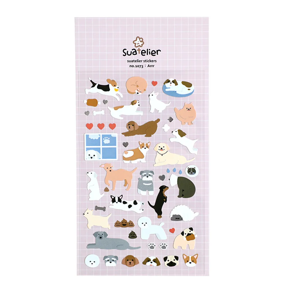 

Kawaii Cartoon Dogs Stickers Children's Toy Sticker DIY Scrapbooking Journal Self Adhesive Decorations Packaging Labels