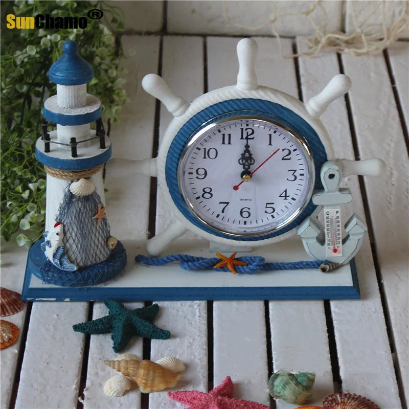 Креативный маяк в средиземноморском стиле часы колокольчик деревянные