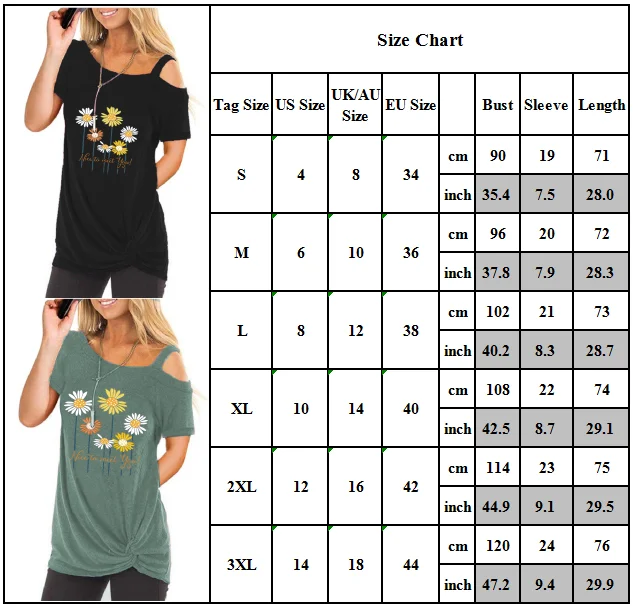 

Womens Short Sleeve Cold Shoulder Chrysanthemum Knotted T-shirt Print Top Summer