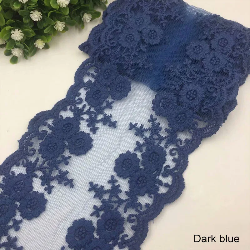 dark blue Полые кружевные ленты с цветами DIY выбор цвета кружевная ткань швейная ширина 12 см кружево отделка шитье украшения Аксессуары - Цвет: dark blue
