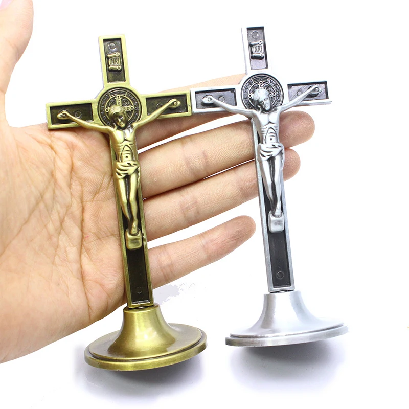 

Christ Jesus Cross Crucifix Suffering Statue Orthodox Hand Holding Catholic Religious Prayer Church Decoration