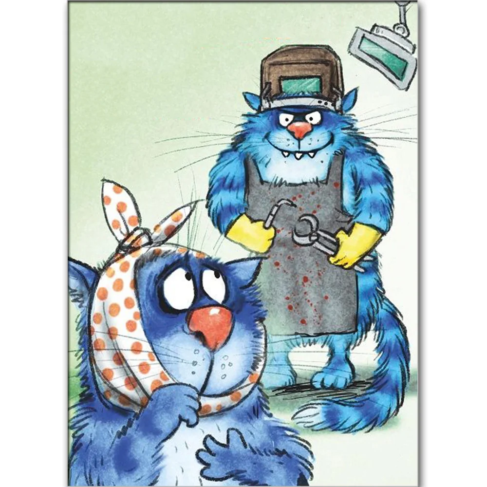 

Full Square/Round Drill 5D DIY Diamond Painting "cartoon blue cat" 3D Embroidery Cross Stitch 5D Home Decor Gift