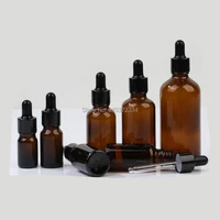 10pcs 5ml to 100ml brown glass dropper bottle reagent pipette with black suction head for school experiment