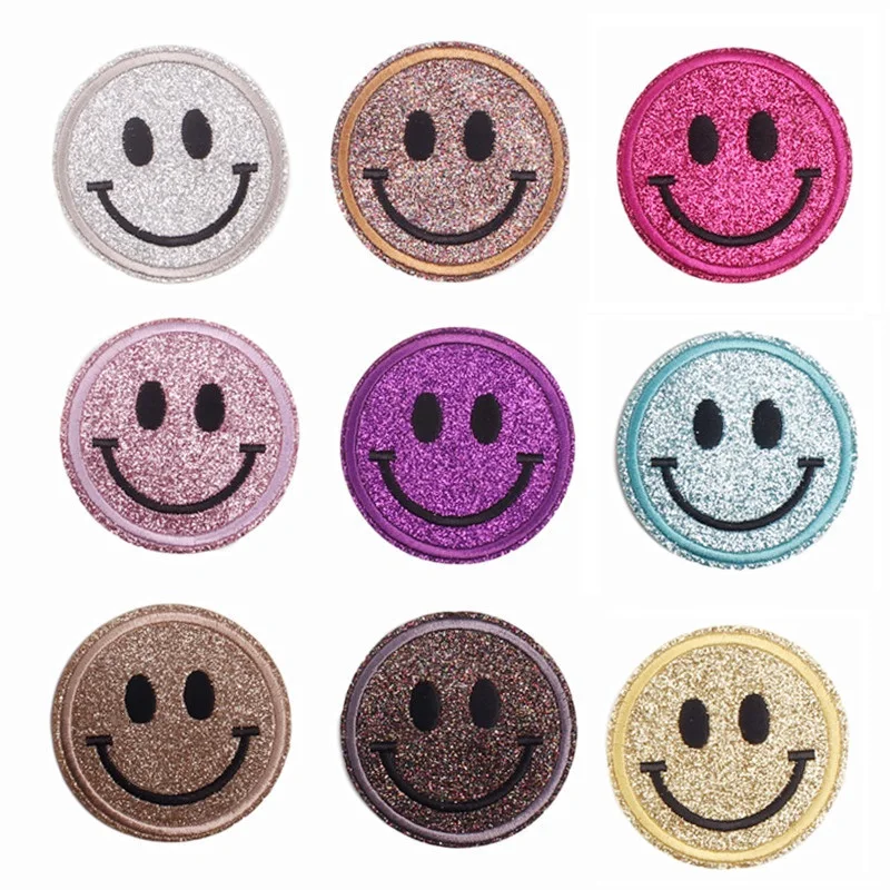 

5pcs Shiny cartoon cute smiling For DIY Iron on Embroidered Patches For Hat Jeans Sticker Clothes Sew Patch Applique Badge Decor