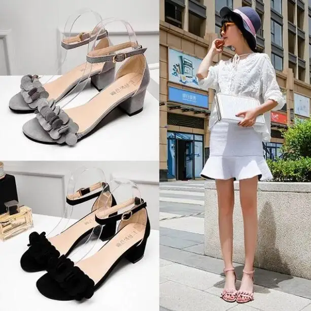 New Classic Summer Woman Shoes Sandals Basic Pu Fashion Lace Up heel sandals square toe high heels Heels Lace-Up Party Pumps
