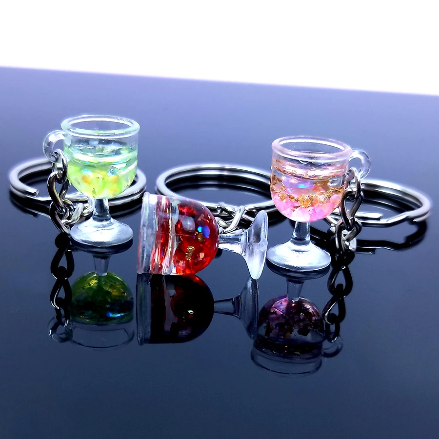 Уникальный дизайн бутылки мини Кубок сок брелок смолы жемчужный молочный чайный