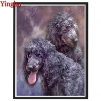 full square round drill diamond painting poodle dog mosaic needlework puzzle picture diamond embroidery black dog home decor