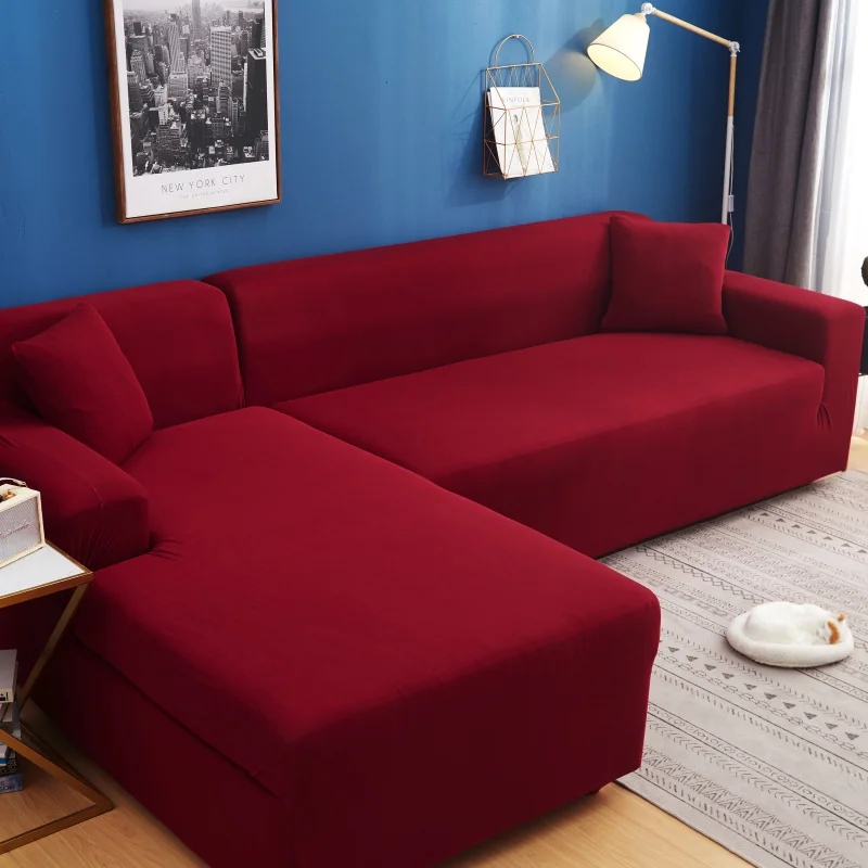 

Высокоэластичный однотонный чехол для дивана, современный чехол для дивана, кушетка для гостиной, угловой диван L-образной формы, чехол для 1...